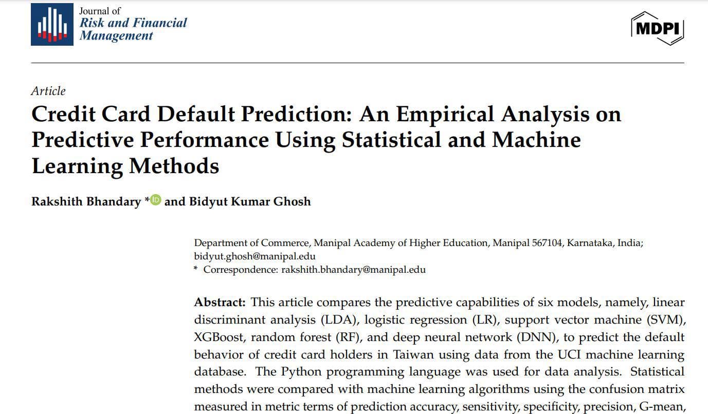 Machine Learning in Credit Risk & Default Prediction